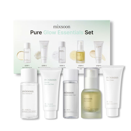 mixsoon Pure Glow Essentials Set front view with five products