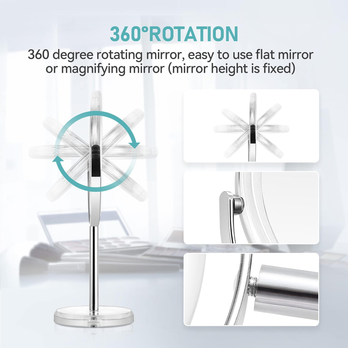 MIYADIVA 20X Magnifying Makeup Mirror with 360° swivel feature