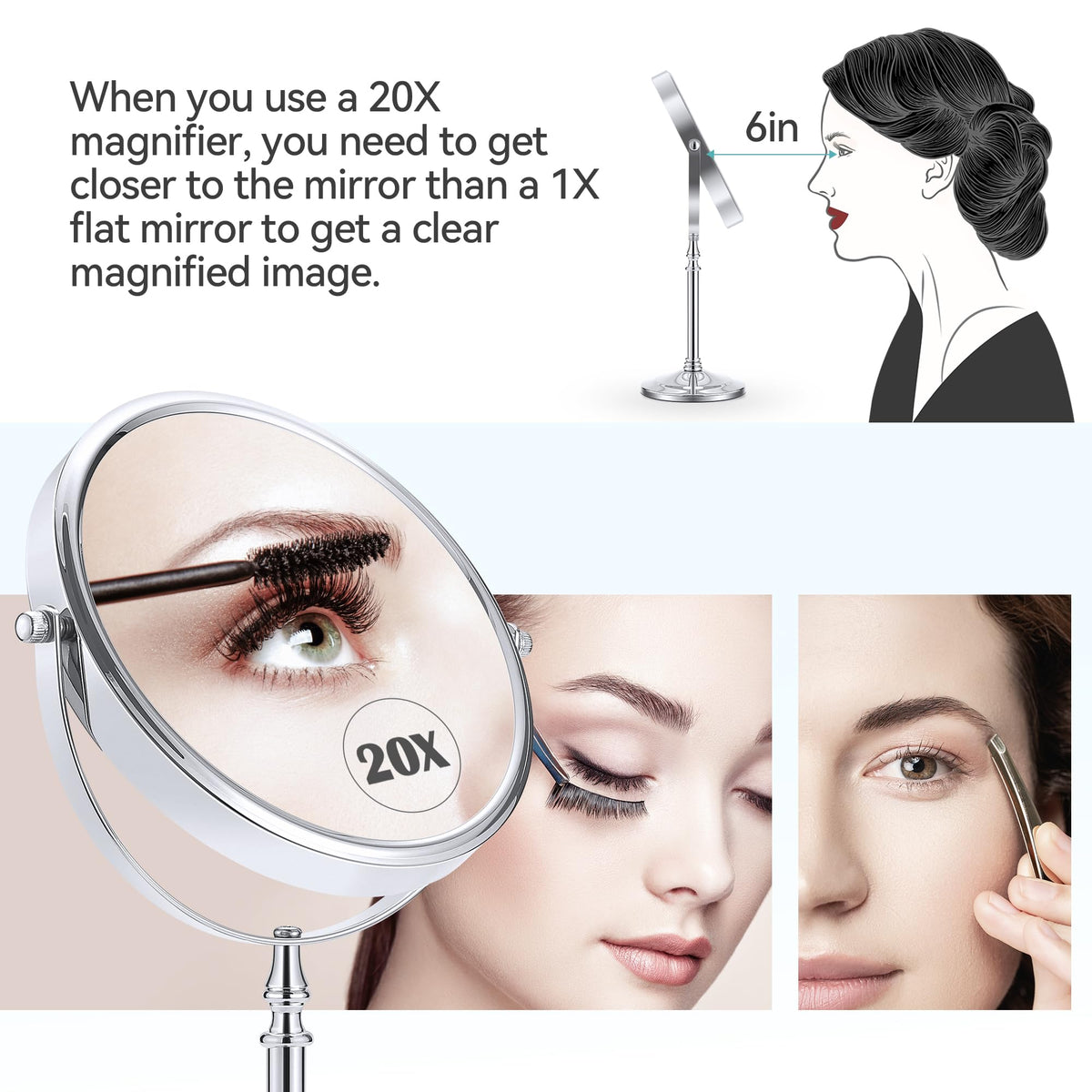 MIYADIVA 20x Magnifying Mirror flat side view