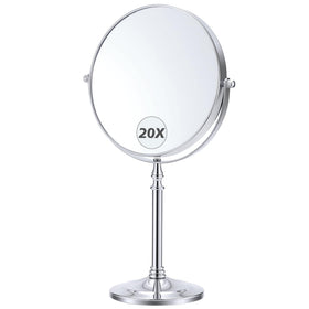 MIYADIVA 20x Magnifying Mirror front view with elegant stand