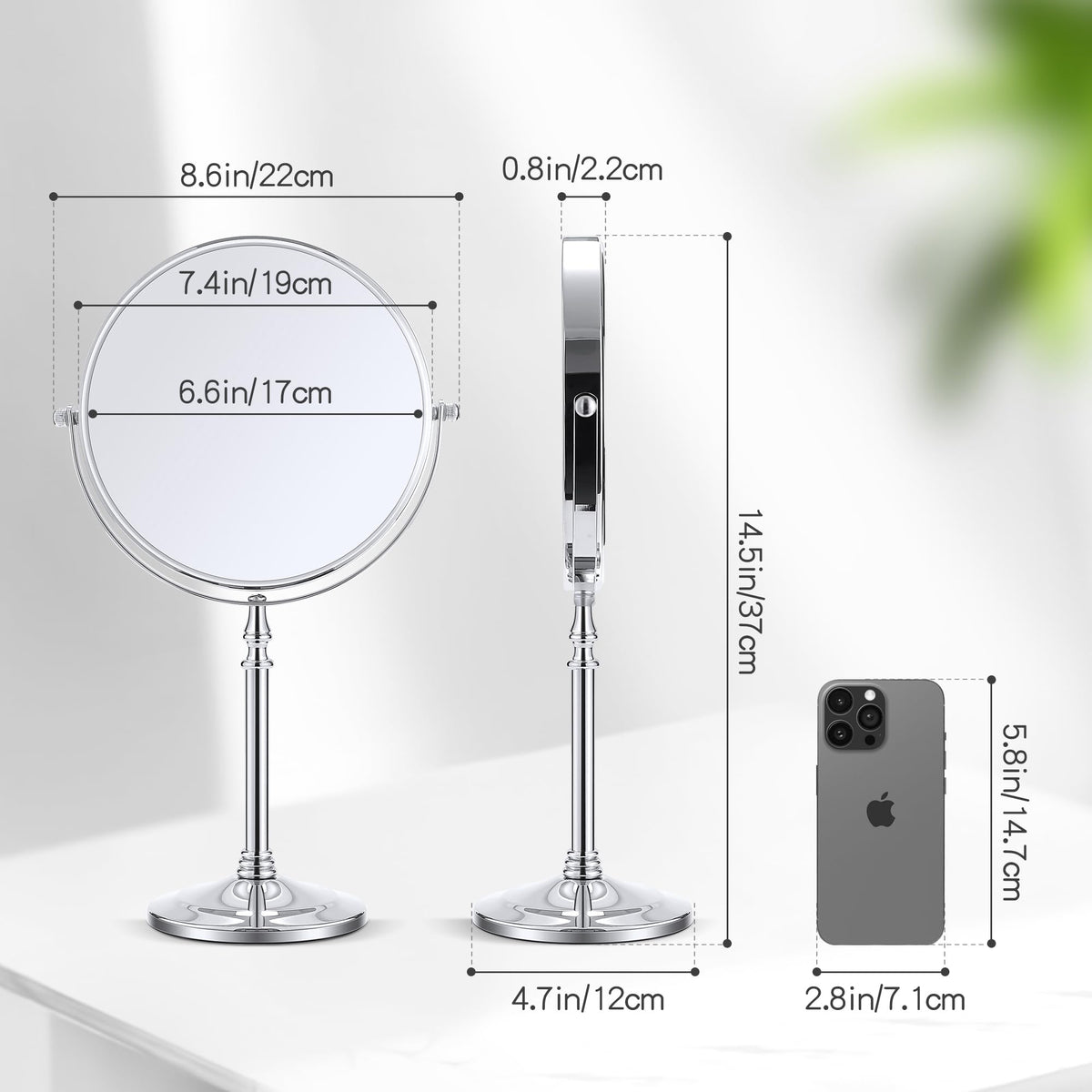 MIYADIVA 20x Magnifying Mirror showcasing dual-sided feature