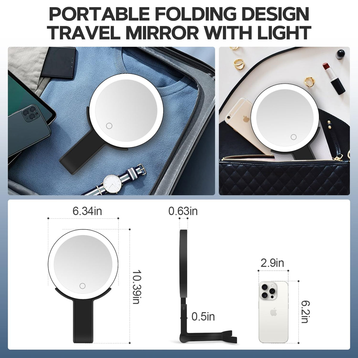 MIYADIVA Lighted Makeup Mirror close-up of touch buttons