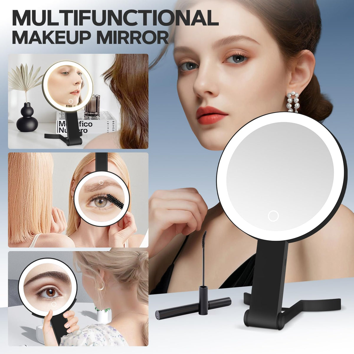 MIYADIVA Lighted Makeup Mirror hanging on a wall