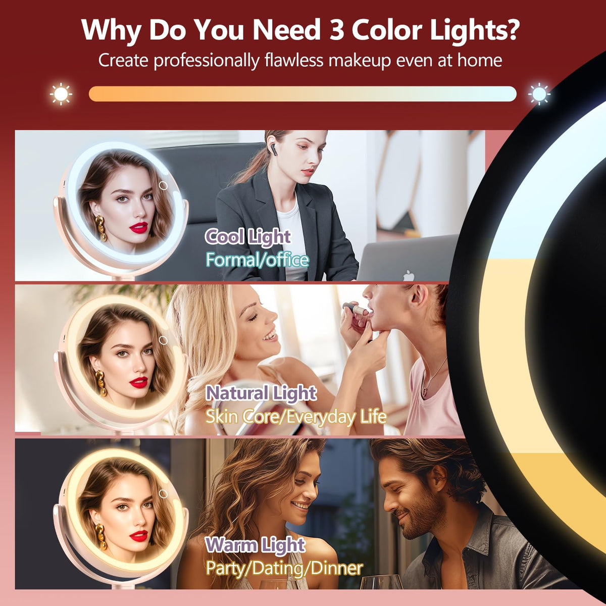 MIYADIVA Makeup Mirror 360-degree rotation feature