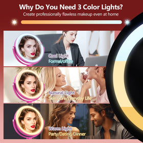 MIYADIVA Makeup Mirror displaying three colour light settings
