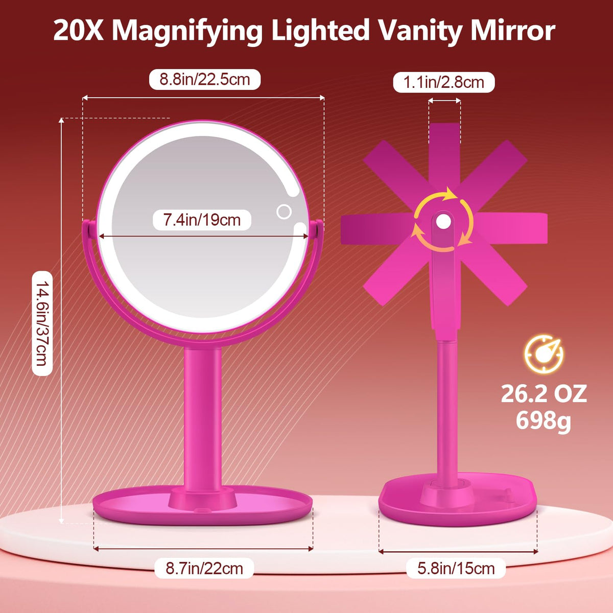 MIYADIVA Makeup Mirror in a lifestyle setting with makeup products