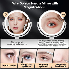 MIYADIVA Makeup Mirror showing adjustable brightness feature