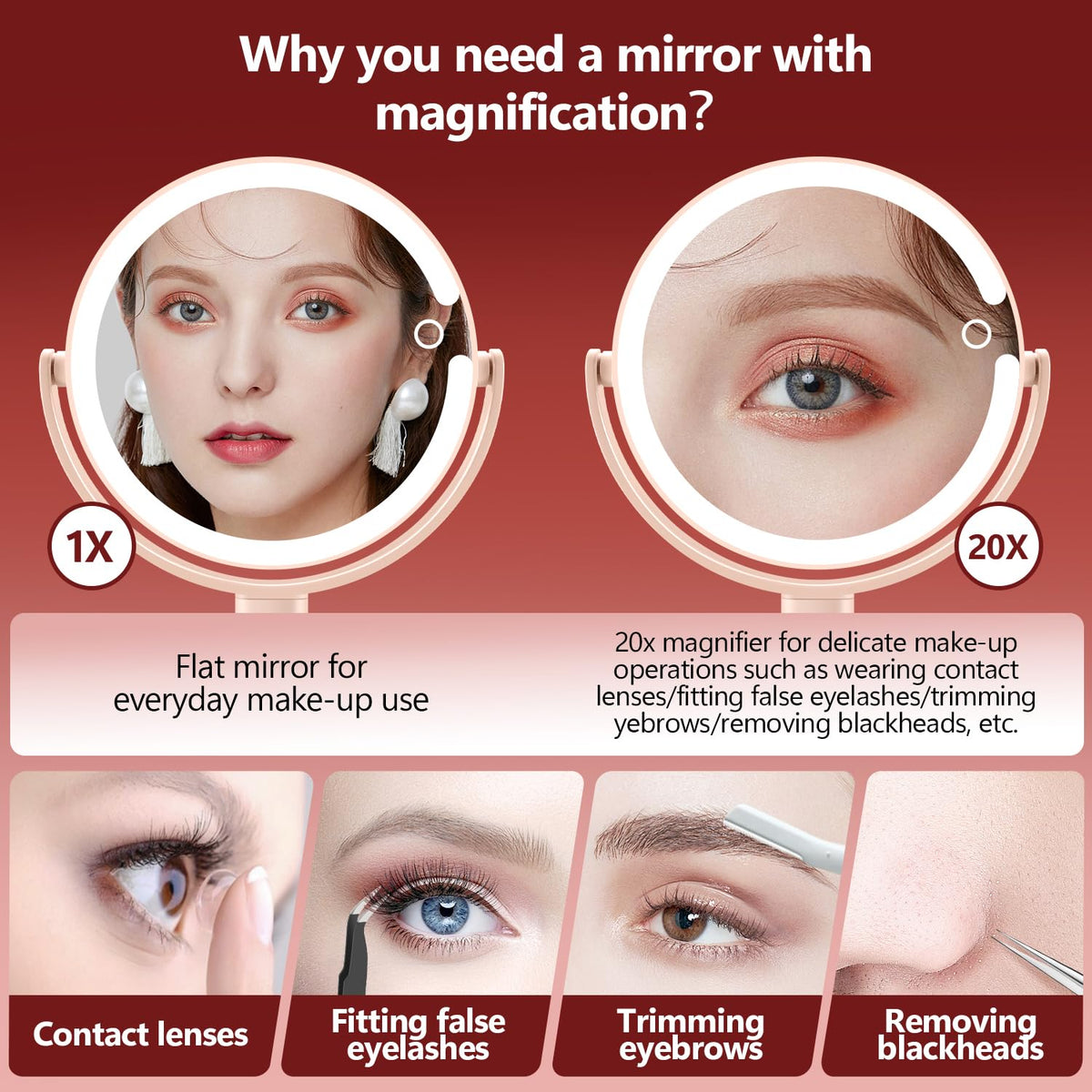 MIYADIVA Makeup Mirror with 3 color light settings