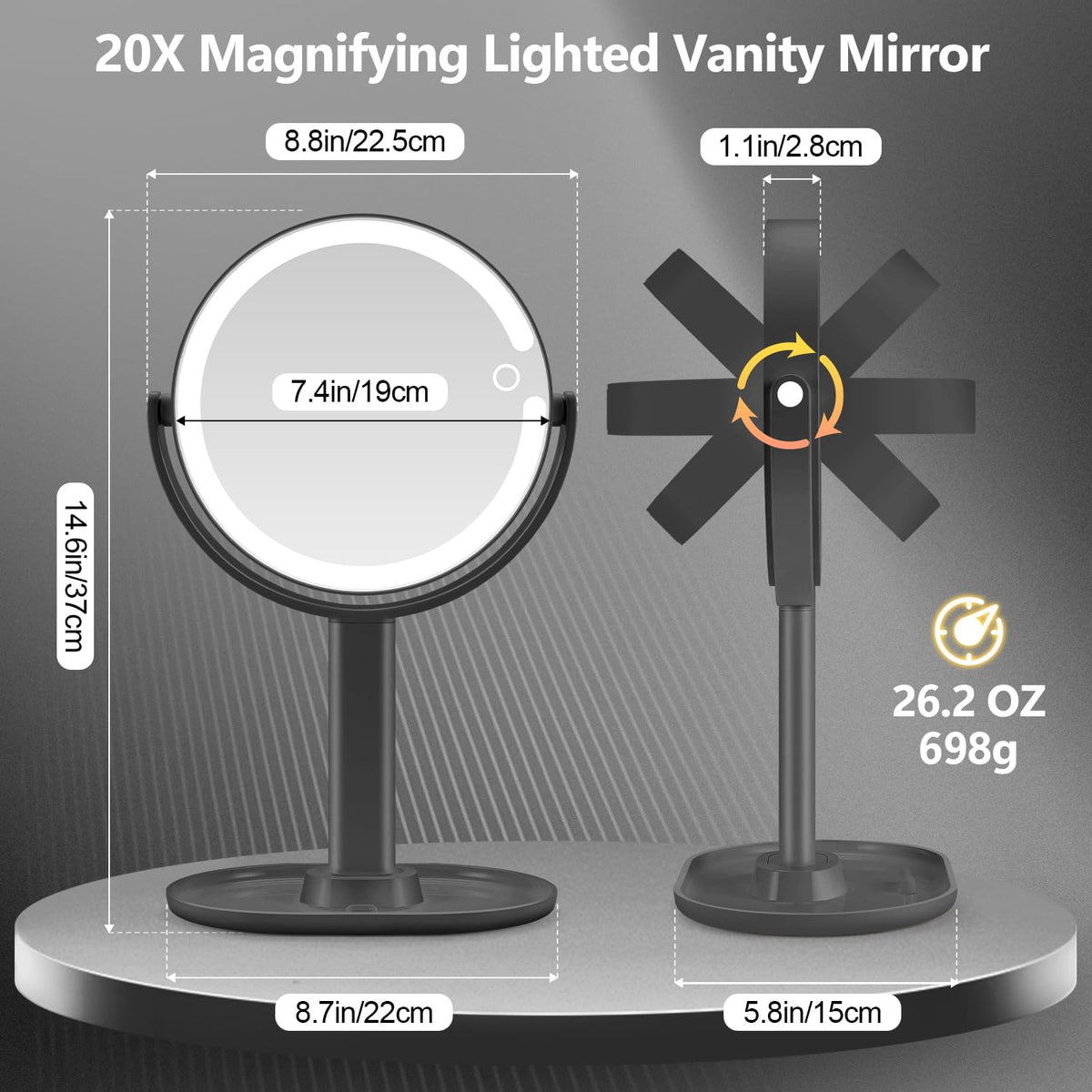 MIYADIVA Makeup Mirror with 80 LED lights on