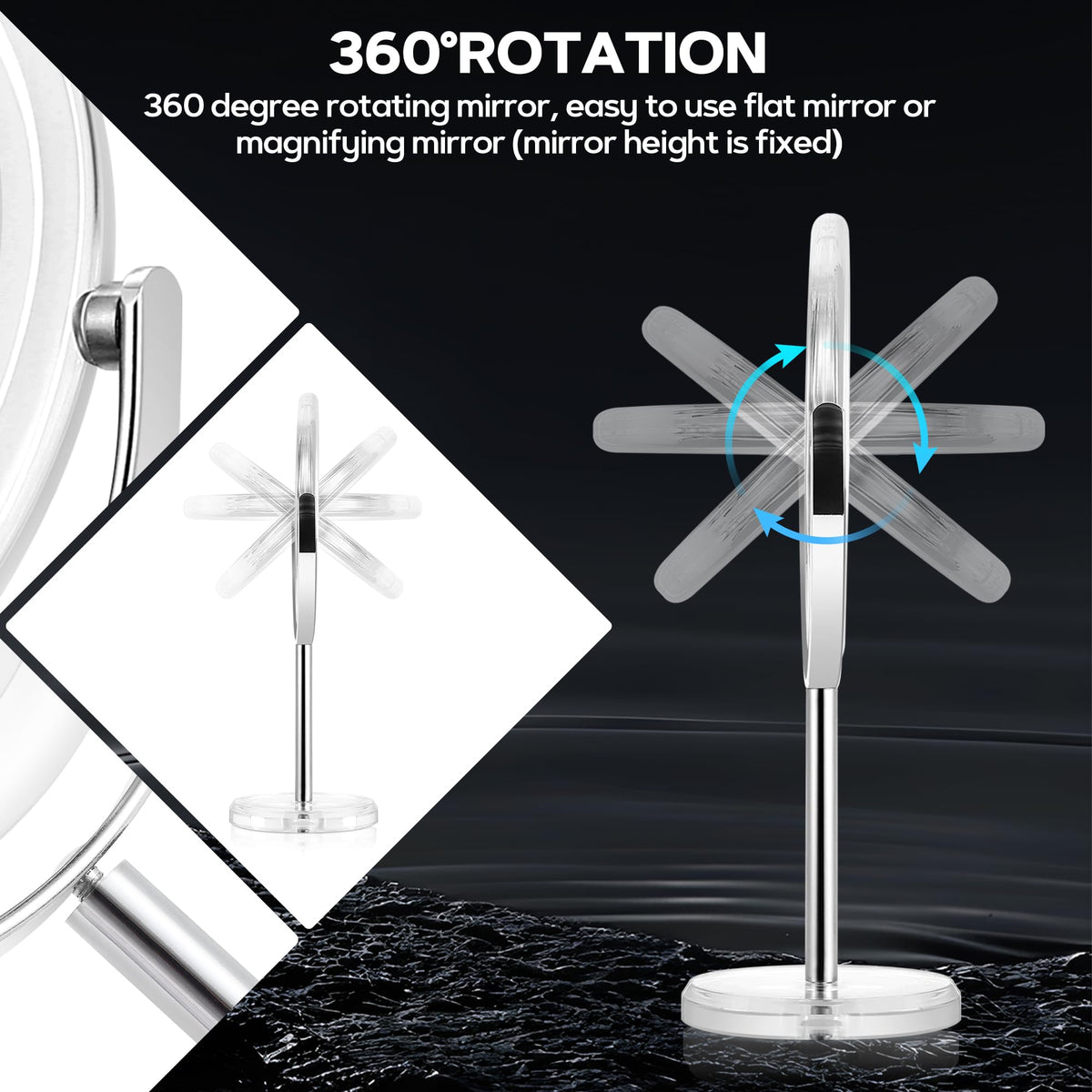 MIYADIVA makeup mirror with elegant design on desk