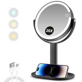 MIYADIVA Makeup Mirror with Lights front view, black finish