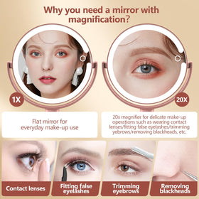 MIYADIVA Makeup Mirror with phone holder and 360-degree rotation