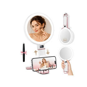 MIYADIVA Travel Makeup Mirror front view with adjustable height