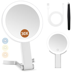 MIYADIVA Travel Makeup Mirror front view with lights