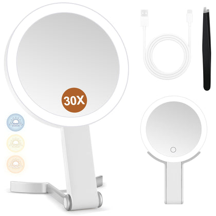 MIYADIVA Travel Makeup Mirror front view with lights