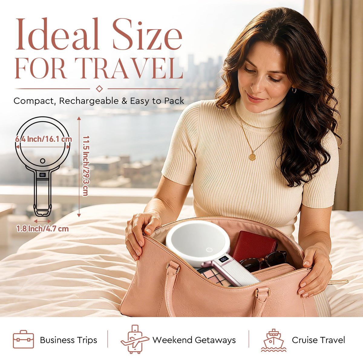 MIYADIVA Travel Makeup Mirror in rose gold design