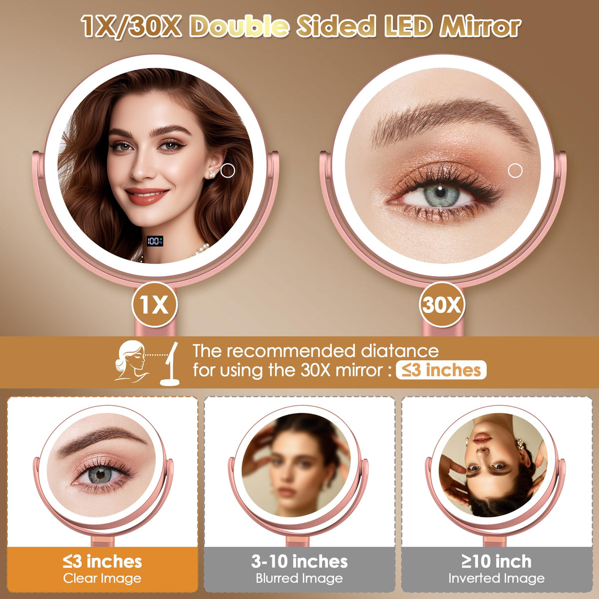 MIYADIVA Travel Makeup Mirror side view showing 1X side