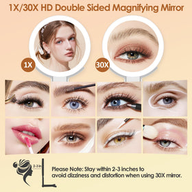 MIYADIVA Travel Makeup Mirror side view showing 30X magnification