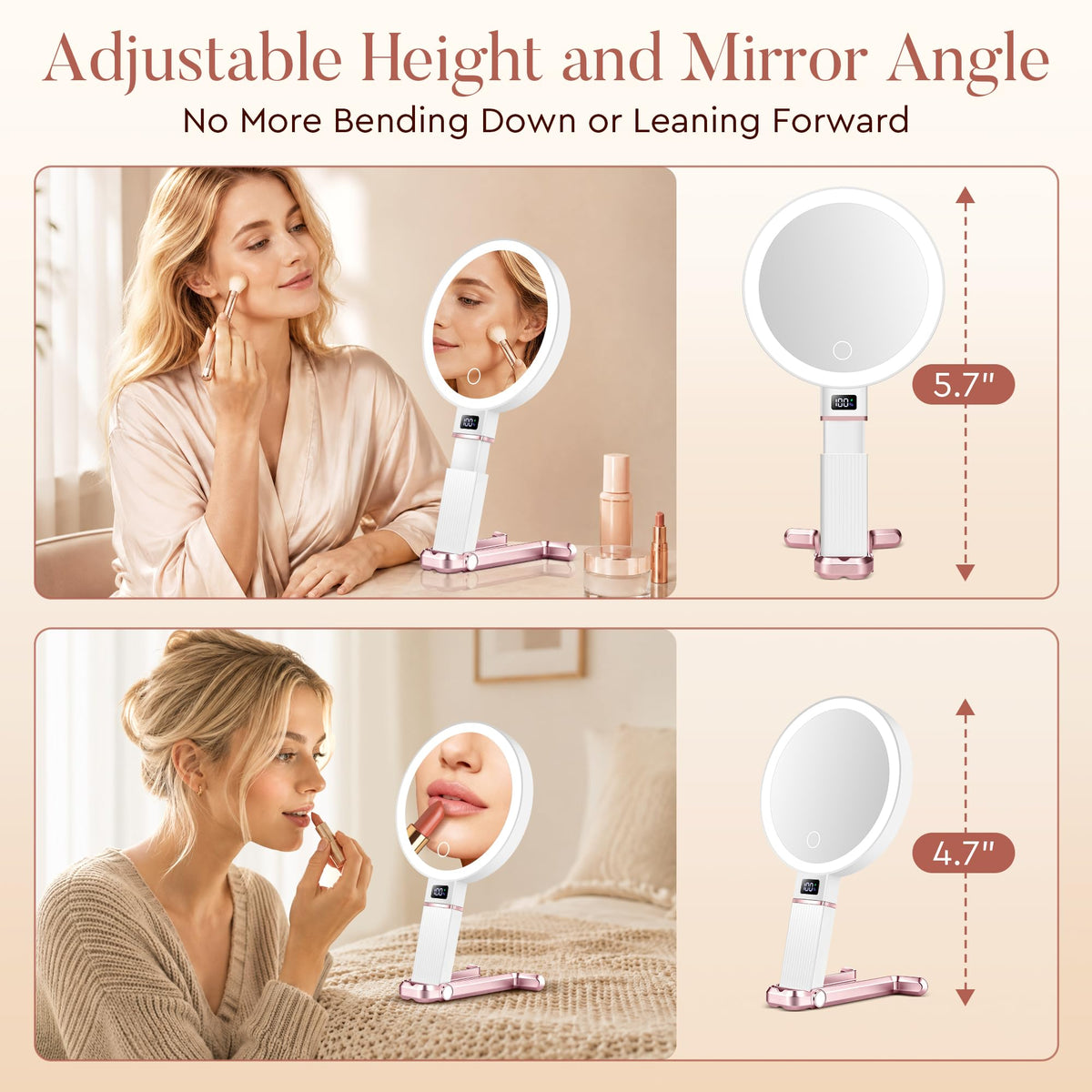 MIYADIVA Travel Makeup Mirror with flexible angles