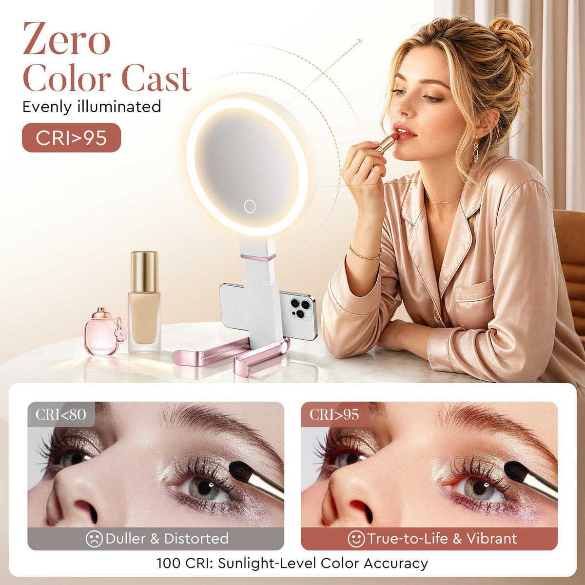 MIYADIVA Travel Makeup Mirror with LED lighting