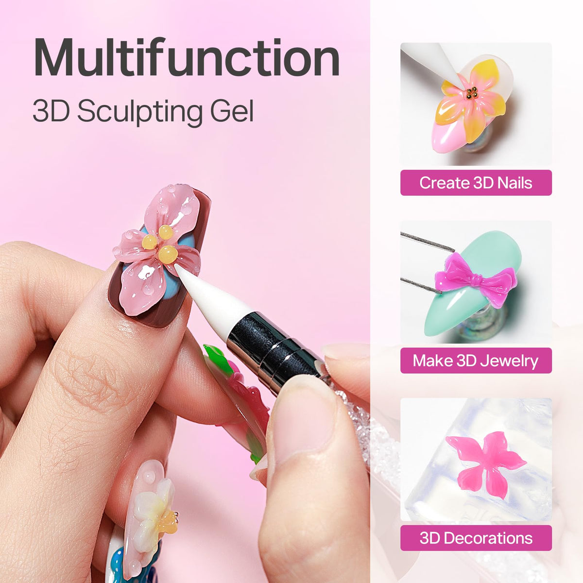 MIZHSE 12 Colors 3D Nail Gel close-up of vibrant red gel