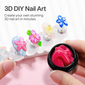 MIZHSE 12 Colors 3D Nail Gel in use creating floral designs