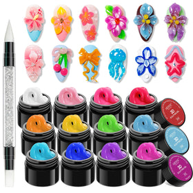 MIZHSE 12 Colors 3D Nail Gel Set front view with vibrant colours
