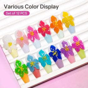 MIZHSE 12 Colors 3D Nail Gel Set showing sculpting tools