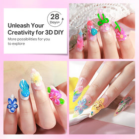 MIZHSE 12 Colors 3D Nail Gel Set with sculpted nail art