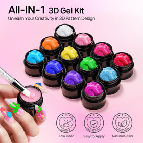 MIZHSE 12 Colors 3D Nail Gel showing blue and purple gels