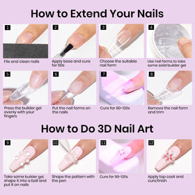 MIZHSE 2PCS Solid Builder Gel Nail Art Kit contents layout