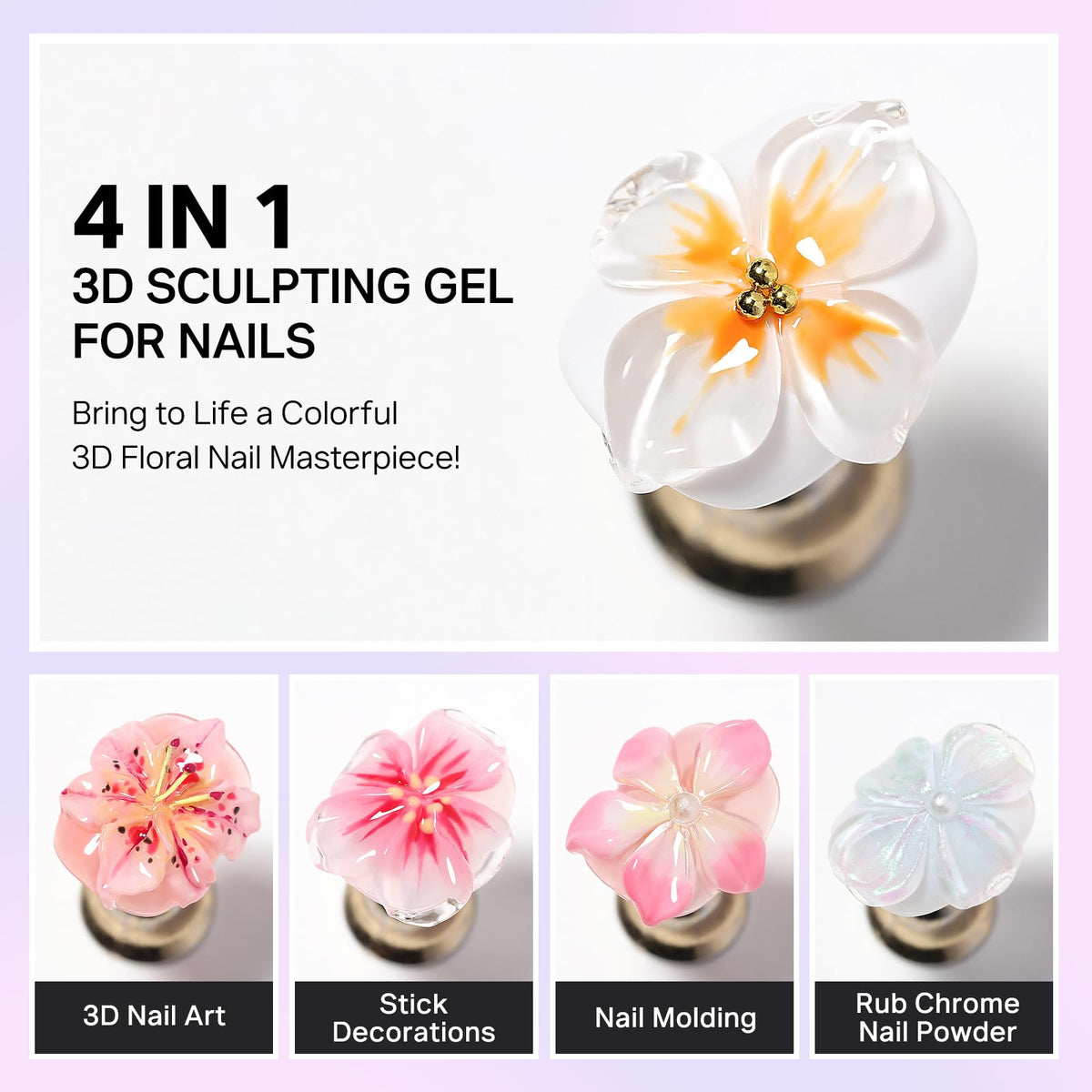 MIZHSE 30g 3D Gel Nail Art Clear Sculpting Gel in use for nail art