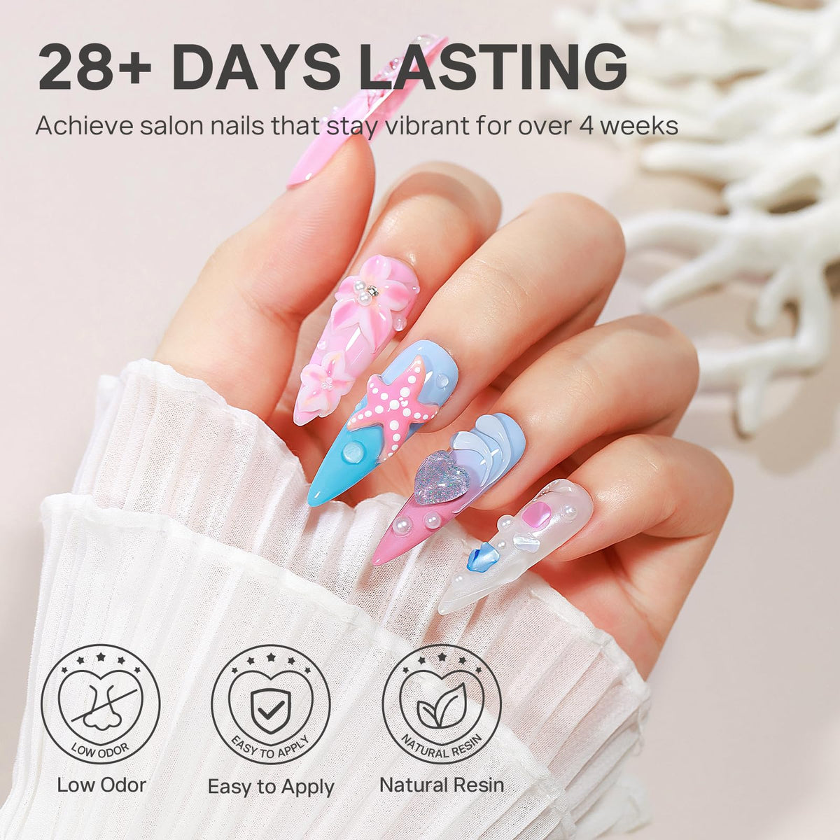 MIZHSE 30g 3D Gel Nail Art Clear Sculpting Gel with flowers and bows