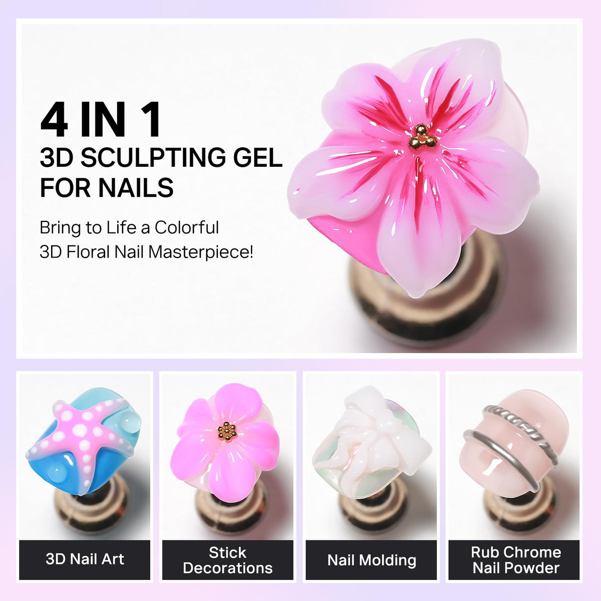 MIZHSE 3D Gel Nail Art Sculpting Gel 30g in use for nail design