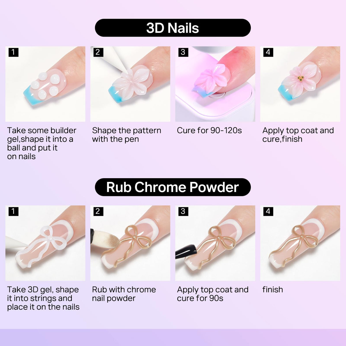 MIZHSE 3D Gel Nail Art Sculpting Gel curing process