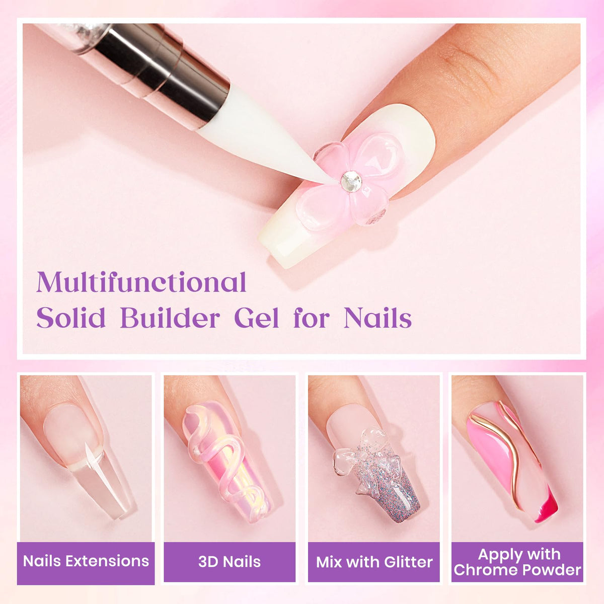 MIZHSE 3D Gel Nail Art Sculpting Molding Gel application process