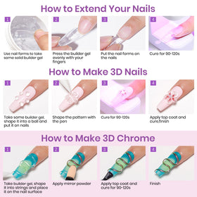 MIZHSE 3D Gel Nail Art Sculpting Molding Gel with finished nail art