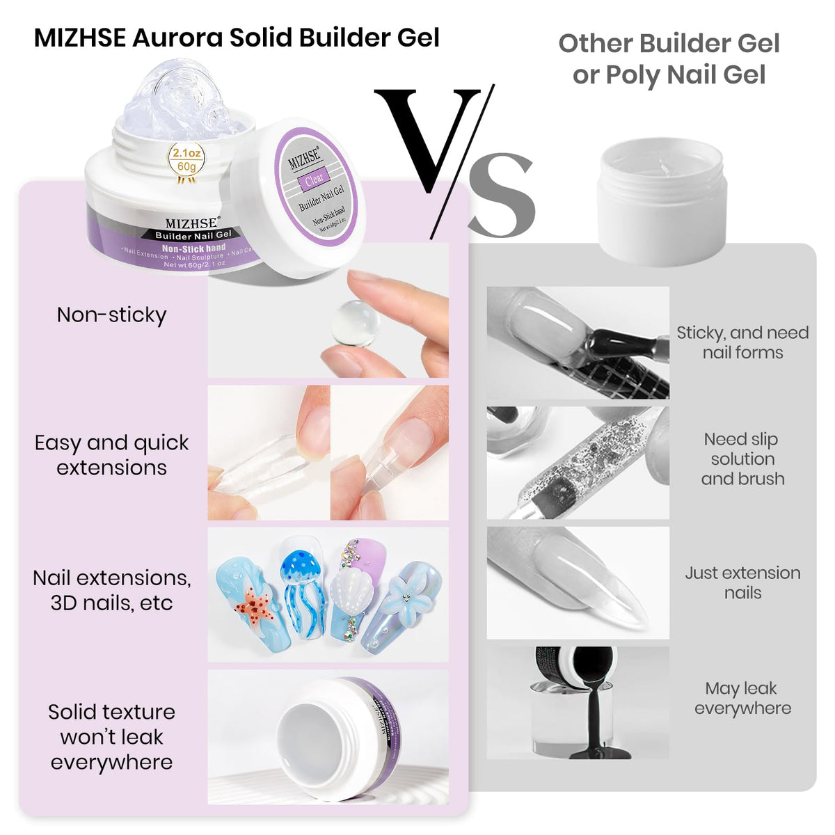 MIZHSE nail art designs created with builder gel
