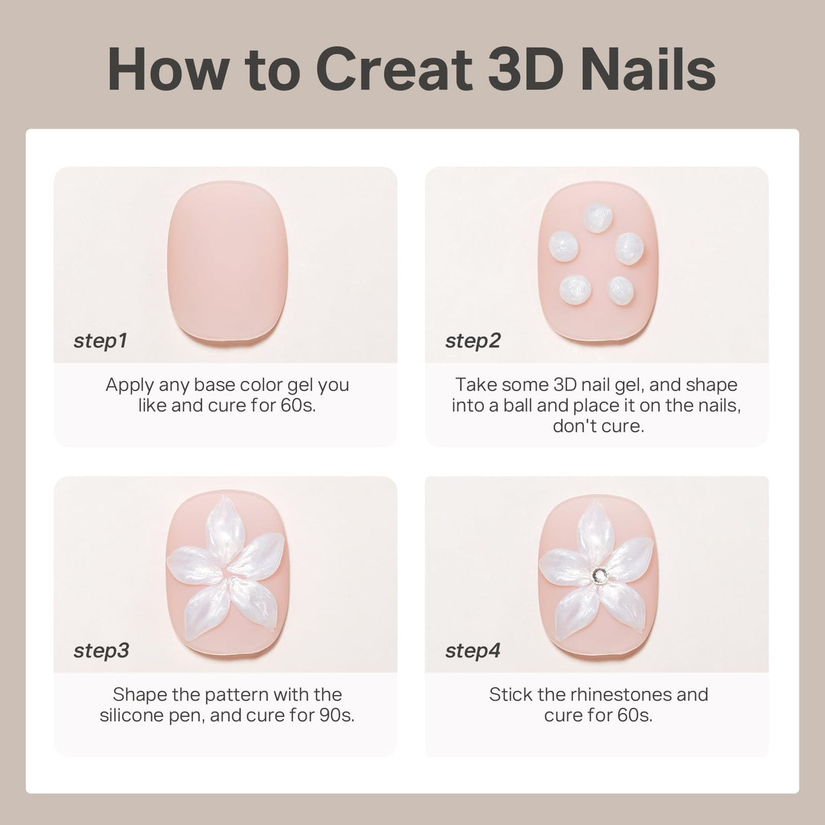 MIZHSE Pearl 3D Gel Nail Art Sculpting Gel with flowers and bows