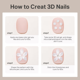 MIZHSE Pearl 3D Gel Nail Art Sculpting Gel with flowers and bows