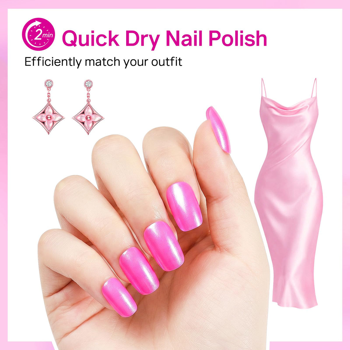 MIZHSE Pearl Hot Pink Nail Polish application process