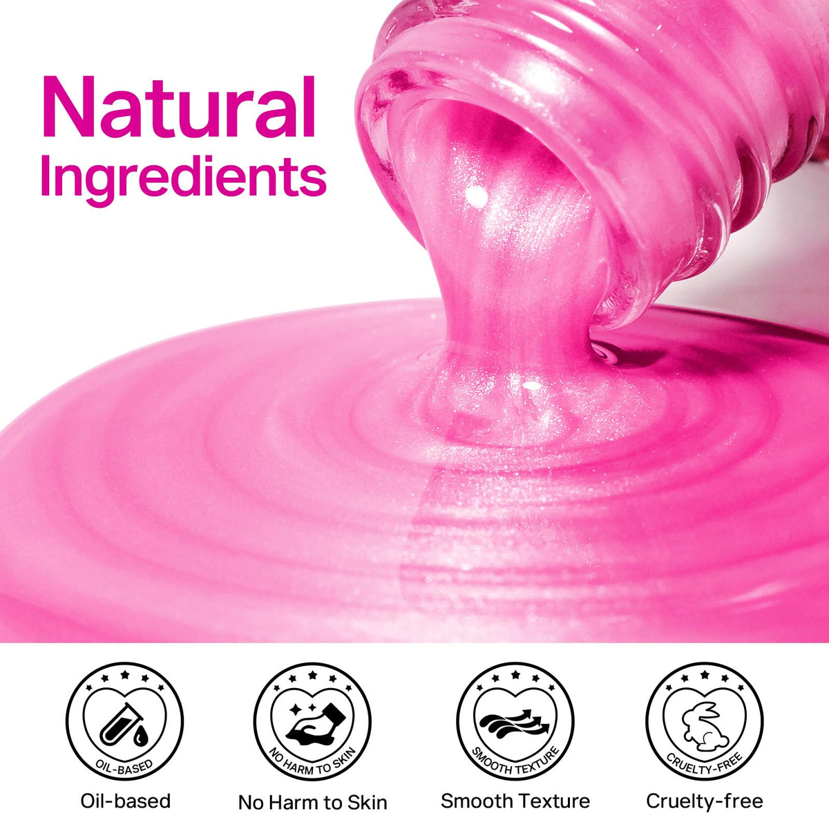 MIZHSE Pearl Hot Pink Nail Polish bottle with cap