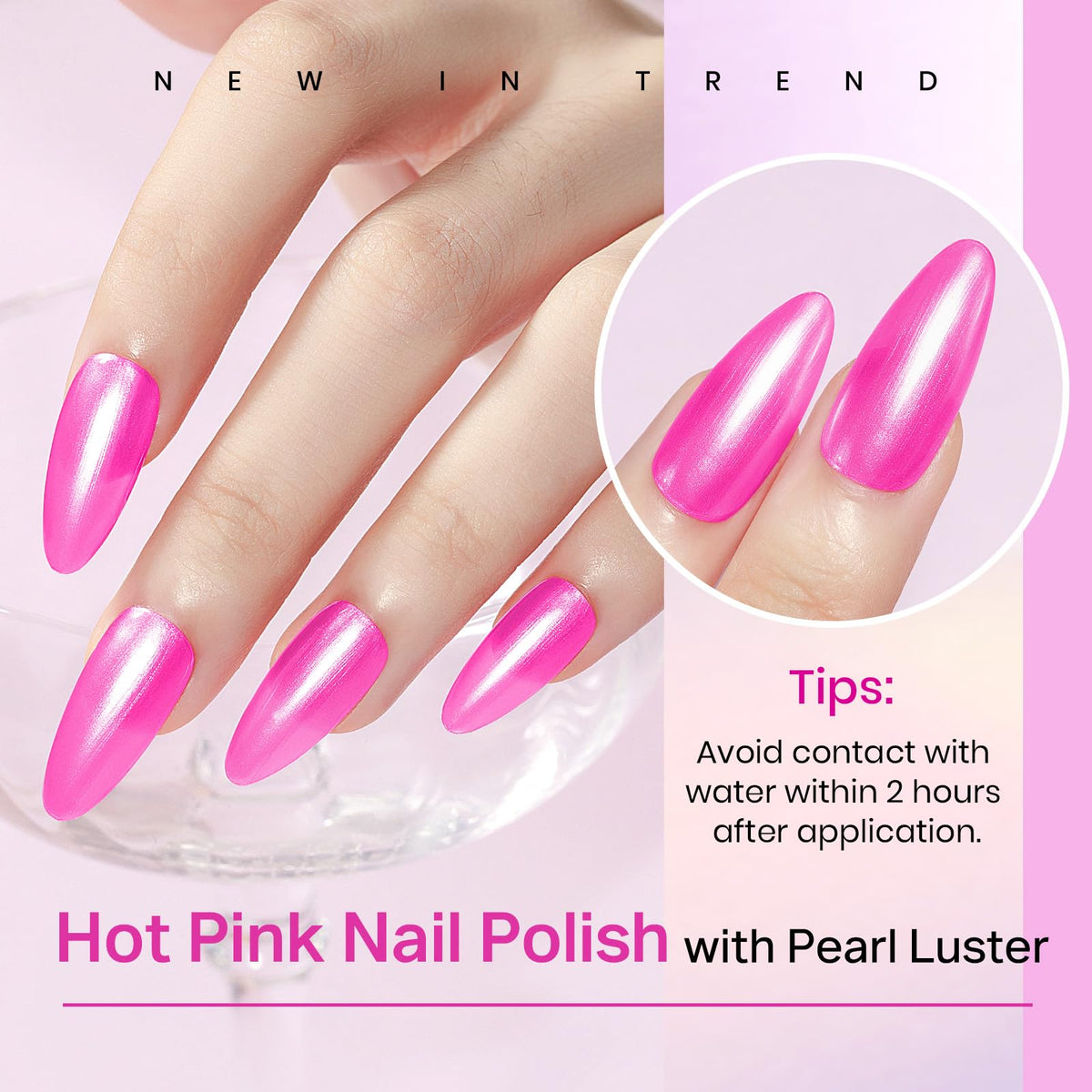 MIZHSE Pearl Hot Pink Nail Polish in a beauty setup