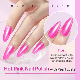 MIZHSE Pearl Hot Pink Nail Polish in a beauty setup