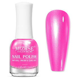 MIZHSE Pearl Hot Pink Nail Polish on a vanity table