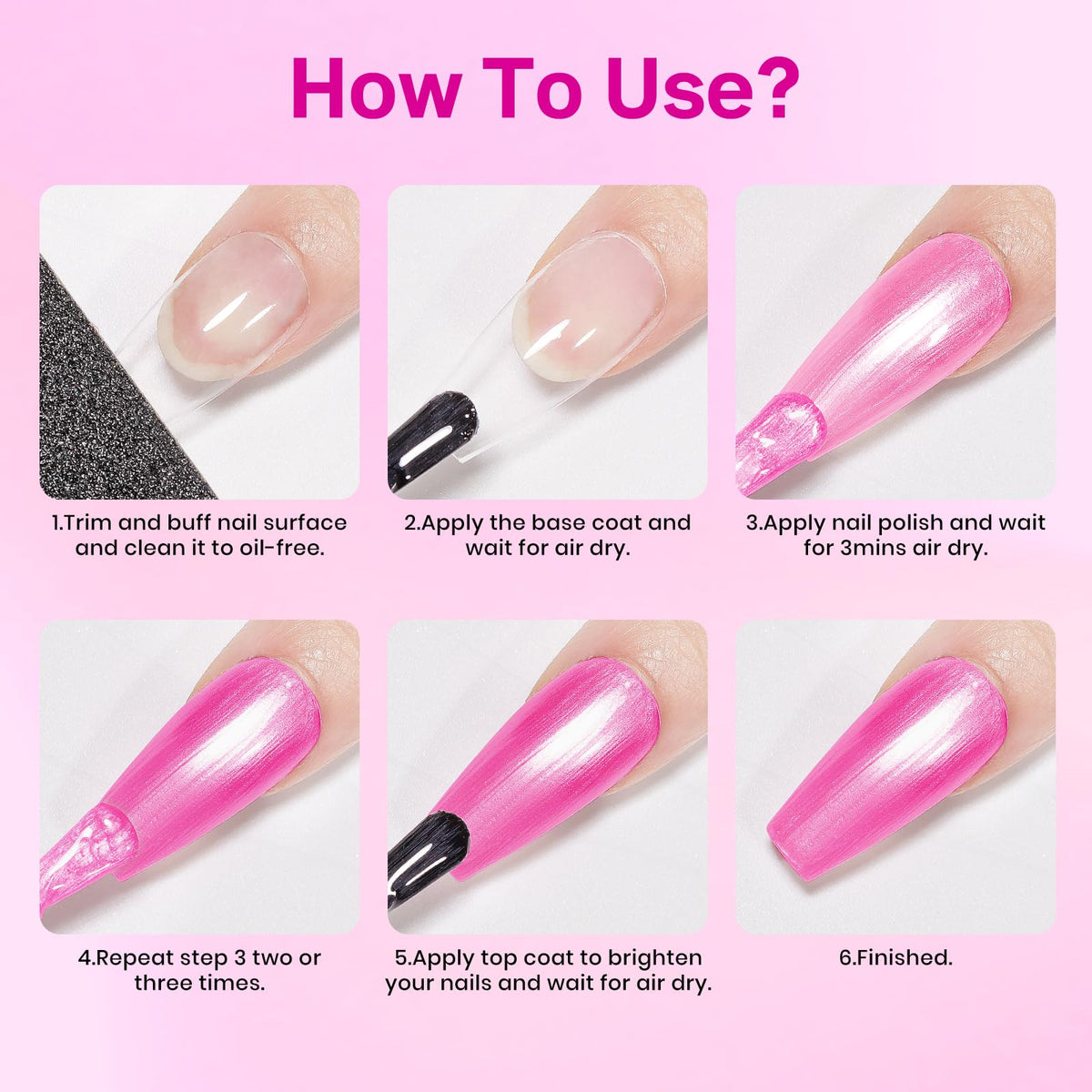MIZHSE Pearl Hot Pink Nail Polish packaging details