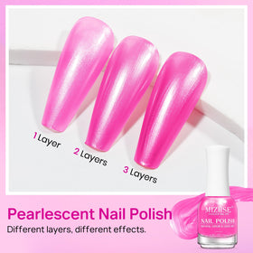 MIZHSE Pearl Hot Pink Nail Polish swatch on nails