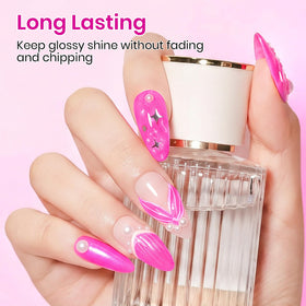 MIZHSE Pearl Hot Pink Nail Polish with nail art accessories