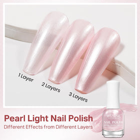 MIZHSE Pearlescent Pink Nail Polish applied on nails