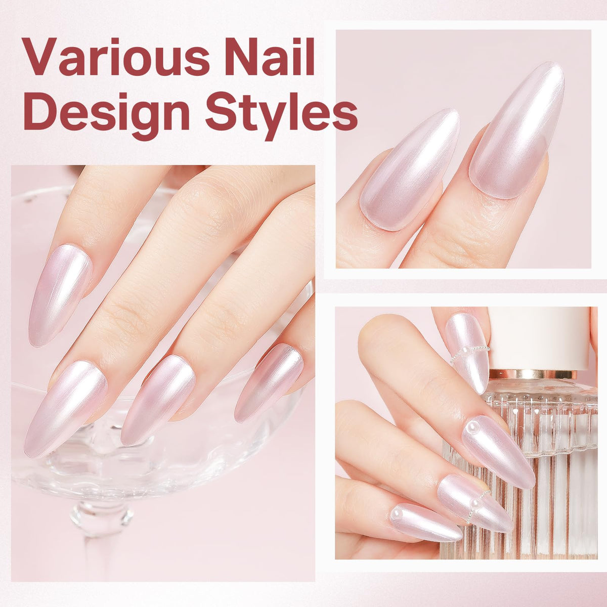 MIZHSE Pearlescent Pink Nail Polish bottle side view